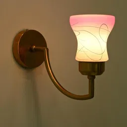 Somil Premium Designer Glass Wall/Night Lamp Elegant & Stylish Dcor Accent for Modern Interiors, Color Pink, White, Size:- 9.5 x 9.5 x 20 CM-6