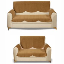 Fashion Throw Gold-Toned Velvet Sofa Cover With Arms-image-55