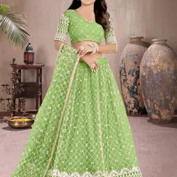 F Plus Fashion Net Semi-Stitched Lehenga Choli-image-57