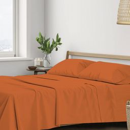 Trance Home Linen Orange Cotton 400 TC Fitted Queen Bedsheet Set-2.18 m x 2.64 m-image-33
