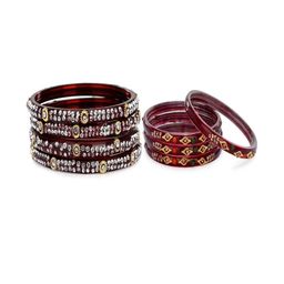 SOMIL Set of 8 Maroon Alloy Bangles-image-87