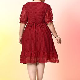 PrettyPlus by Desinoor.com Plus Size Chevron Georgette Fit & Flare Dress image 5