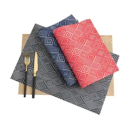 YELONA  Beige & Red 6 pcs Geometric Patterned Rectangular Table Placemats image 3