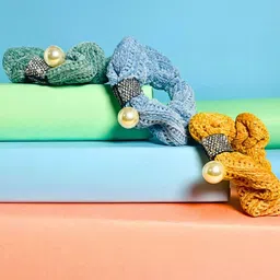 MANSIYAORANGE Women Set of 3 Embellished Ponytail Holders-image-32