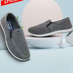 WALKLINE Men Grey Leather Loafers-image-68