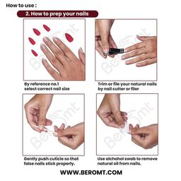 BEROMT Set Of 12 Salon Finish Press On Nail Tip With Application Kit - BFN316FN image 4