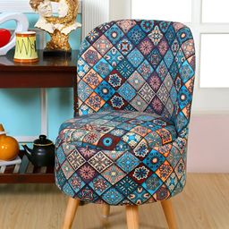 Shadowkart Blue & Brown Printed Wooden Pouffes Ottoman-36