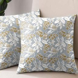 Aura Grey & White 2 Pieces Floral Square Cushion Covers-picture-38