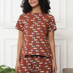 Bannos Swagger Women Printed Round Neck Night suit-image-15