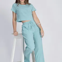 DESIGNS BY QUEEN BEE Self-Design Crop Top & Trouser Co-Ords-image-5