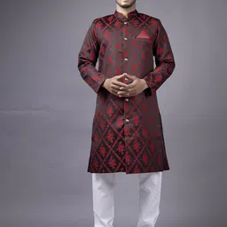 amzira  Jecquared Printed Cotton Sherwani Set-picture-17