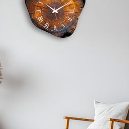 OLIVE TREE Brown & White Printed Wooden Contemporary Wall Clock-65