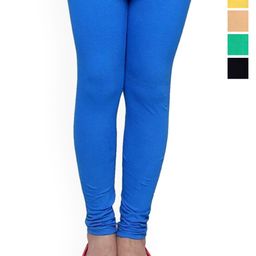 FRENCH KLEIDER Girls Pack Of 5 Cotton Mid-Rise Churidar-Length Leggings-image-8