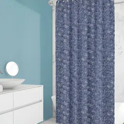 ArtzFolio Blue and White Printed Waterproof Shower Curtain-15