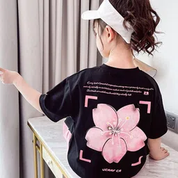 YK Girls Printed Round Neck Pure Cotton T-Shirt With Jogger-picture-16