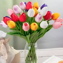 Chitra Artworks White 5 Pieces Tulip Artificial Flower-7