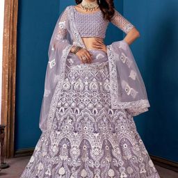 Cute fellow Embroidered Semi-Stitched Lehenga & Unstitched Blouse With Dupatta-image-59