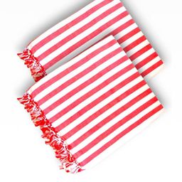 VANISHREE WORLD Red Striped Cotton Double Bed Blanket-image-2