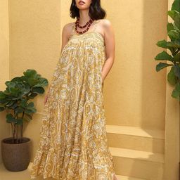 Pink Paprika by SASSAFRAS Floral Printed Smocked Detail Cotton Maxi Dress-image-58