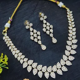 GRIIHAM Gold-Plated Cubic Zirconia-Studded Necklace and Earrings-image-18