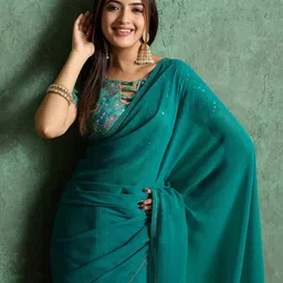 TASRIKA Sequinned Poly Georgette Saree-picture-36