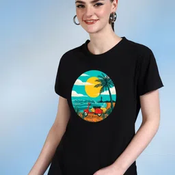 Moda Rapido Women Printed Bio Finish Applique T-shirt-picture-32