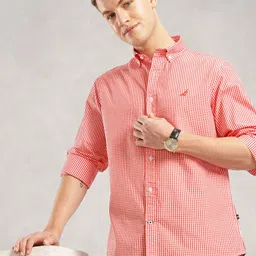 Nautica Slim Fit Micro Checks Pure Cotton Casual Shirt-picture-22