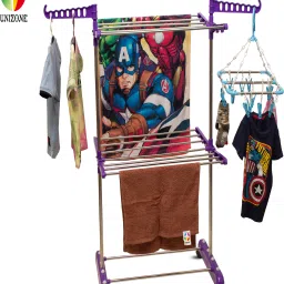 Steel, Plastic Floor Cloth Dryer Stand SS Premium Compact Space Saving Foldable - US2001 Single Poll-picture-7