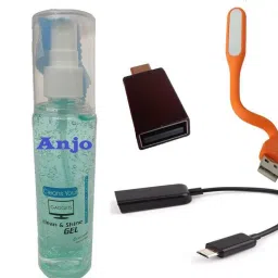 ANJO 6 in 1 Combo 3 Cleaning Gel 100ml With Cloth, USB Light, OTG Micro & Type C to A for Mobiles, Laptops, Gaming, Computers-image-60