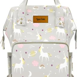 Baby Diaper Bag for Mothers Waterproof Backpack Multiple Pockets (unicorn grey) baby diaper bag-image-88
