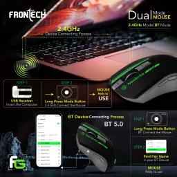 Frontech NeoStrike Dual Mode Wireless Gaming Rechargeable Mouse with 3200 DPI Wireless Ambidextrous Optical Gaming Mouse with Bluetooth image 3