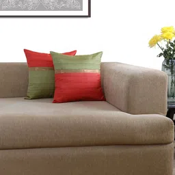 ANS Red & Green Single Colourblocked 16'' x 16'' Square Cushion Cover-15