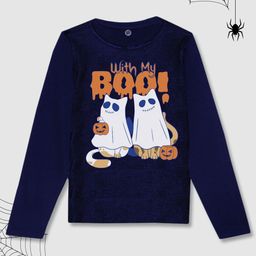 YK Boys Navy Blue Halloween Dogs Graphic Printed Cotton T-shirt-image-79
