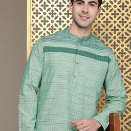 House of Pataudi Checked Pure Cotton Jashn Kurta-picture-53