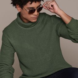The Roadster Lifestyle Co. Solid Turtle Neck Acrylic Pullover-43
