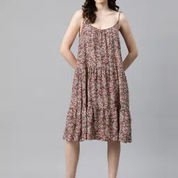 Marks & Spencer Brown & White Print A-Line Mini Dress-image-4