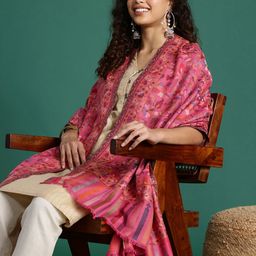 Sangria Women Floral Woven Design Shawl-picture-32