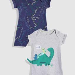 mothercare Infant Boys Pack of 2 Printed Pure Cotton Rompers-image-37