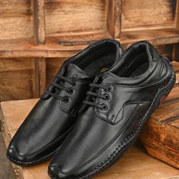 Mactree Men Black Solid Leather Formal Derbys-picture-48