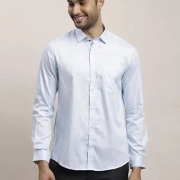 Turtle Light Blue Cotton Slim Fit Printed Shirt-image-40