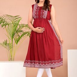 Parth Fab Women Ethnic Motifs Printed Patchwork Maternity Kurta-52