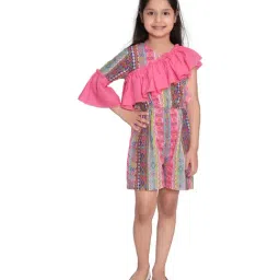 StyleStone Kids Pink Cotton Printed Jumpsuit-7