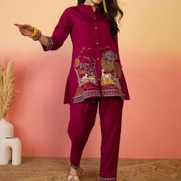 Sangria Embroidered Tunic With Trouser Co-Ords-picture-16