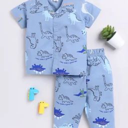 Clt.s Kids Blue Printed Shirt with Pants-image-49