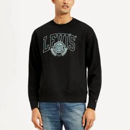 Levi's Men's Brand Logo Black Crew Neck Sweatshirt-picture-41