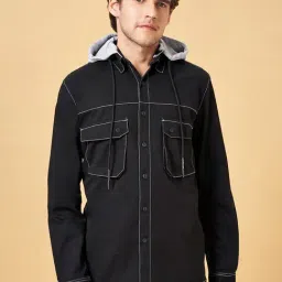 Street 808 by Pantaloons Jet Black Cotton Regular Fit Shirt-picture-11