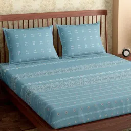Petal Home Hooghly Blue Cotton 300 TC Bedsheet-picture-3