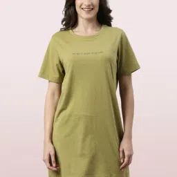 Enamor Olive Printed T-Shirt-image-83