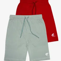Kiddopanti Kids Red & Grey Solid Shorts (Pack Of 2)-picture-34