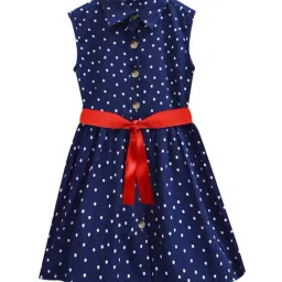 A.T.U.N. Girls Navy & White Printed Shirt Dress-picture-27